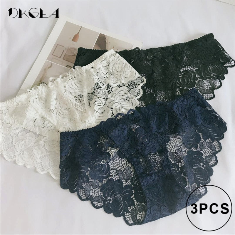 3 Piece Lace Underwear Plus Size Low rise Transparent Embroidered Panties The Clothing Company Sydney