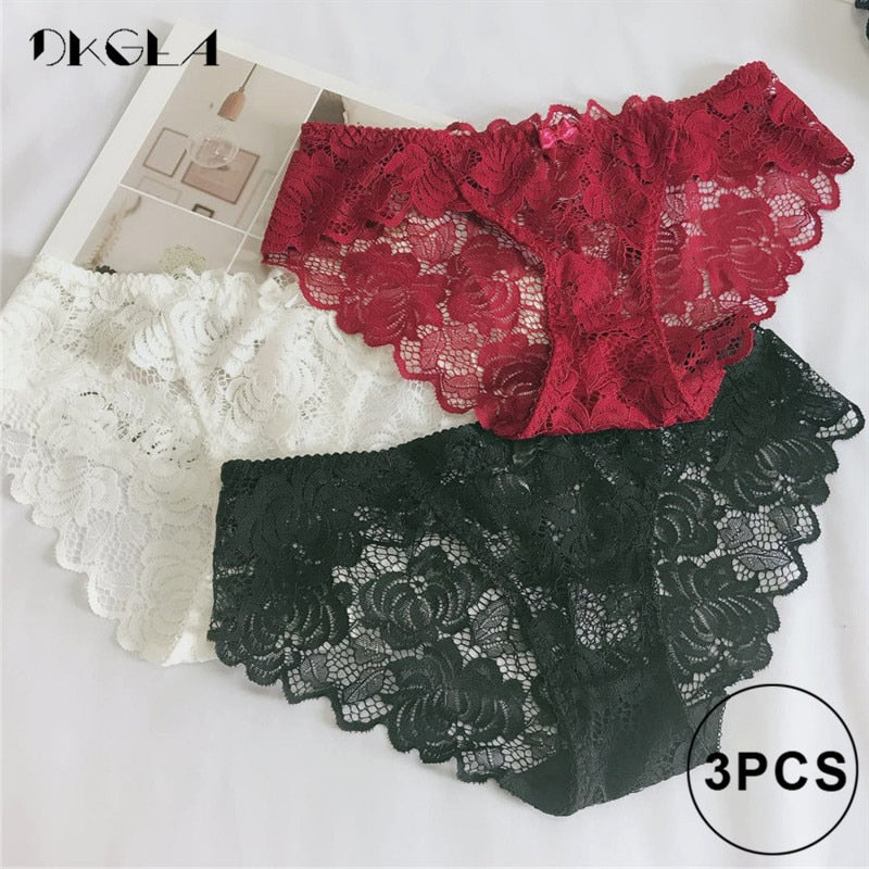 3 Piece Lace Underwear Plus Size Low rise Transparent Embroidered Panties The Clothing Company Sydney
