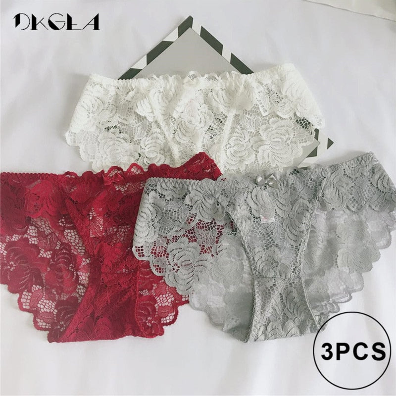 3 Piece Lace Underwear Plus Size Low rise Transparent Embroidered Panties The Clothing Company Sydney