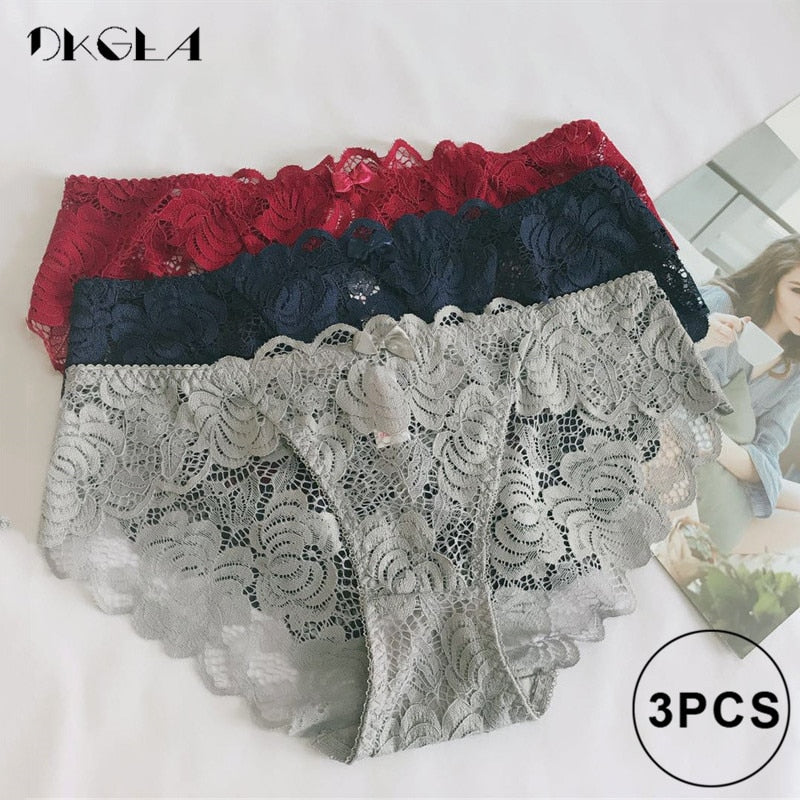 3 Piece Lace Underwear Plus Size Low rise Transparent Embroidered Panties The Clothing Company Sydney