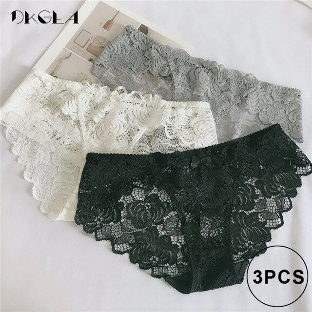 3 Piece Lace Underwear Plus Size Low rise Transparent Embroidered Panties The Clothing Company Sydney