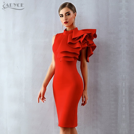 Sleeveless Ruffle Bodycon Midi Night Club Dress in 5 Colours The Clothing Company Sydney