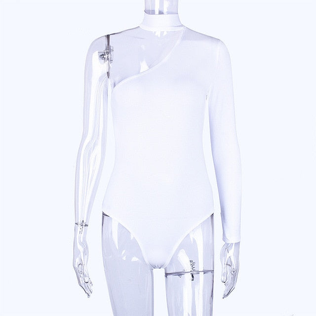 Cotton halter one shoulder Choker Long Sleeve bodysuit The Clothing Company Sydney