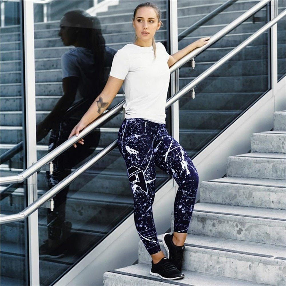 Slim High Waist Elasticity Leggings Fitness Printed Breathable Pants Leggings The Clothing Company Sydney