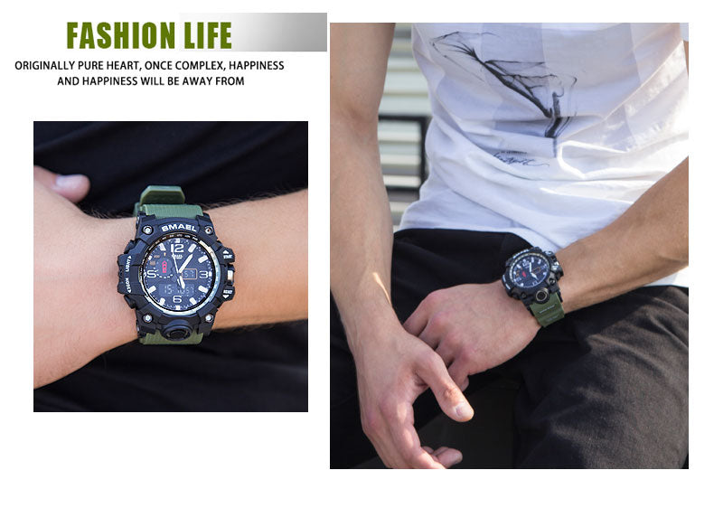 Mens Sports Dual Display Analog Digital LED Electronic Quartz Wristwatches Waterproof Swimming Military Watch The Clothing Company Sydney
