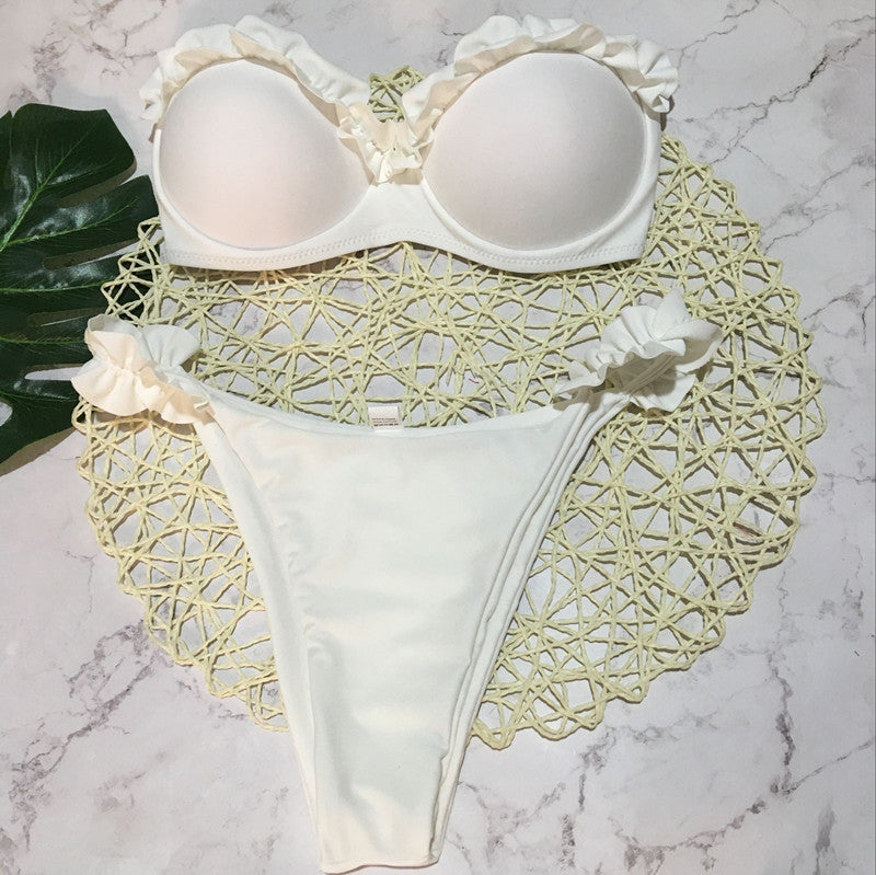 2 Piece Padded Push Up Strapless Ruffle Bra Low Waist Bikini Swimwear Set The Clothing Company Sydney
