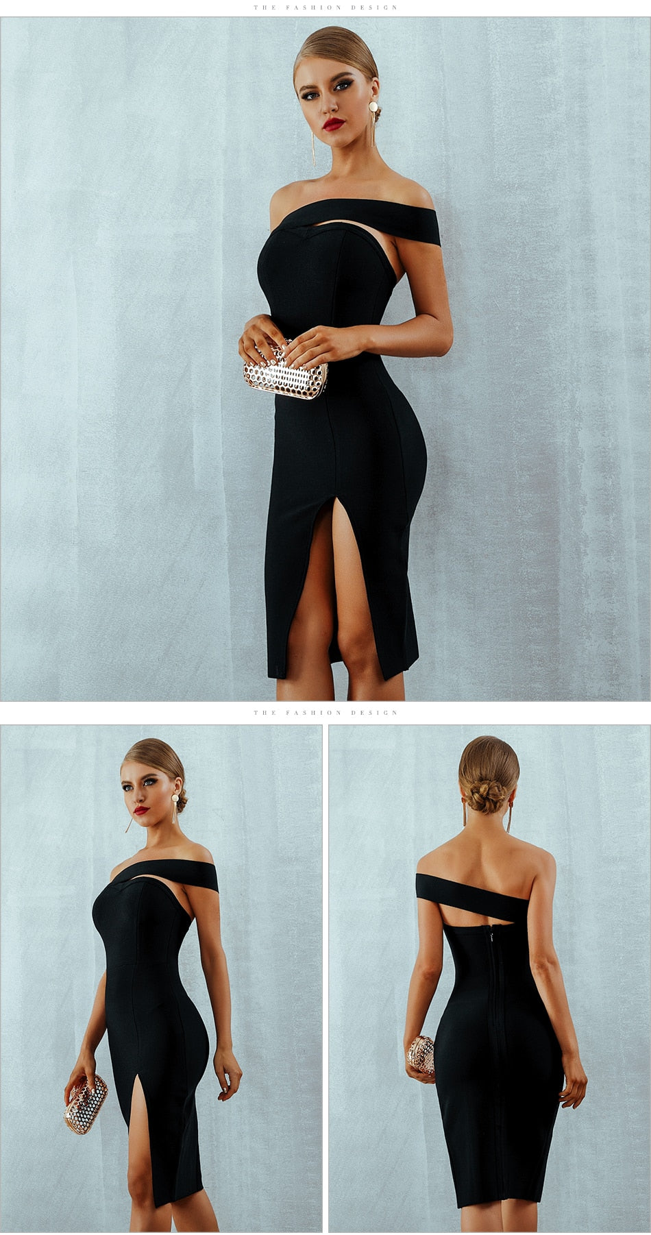Bodycon Bandage Summer Sexy Elegant Black One Shoulder Midi Celebrity Runway Party Dress The Clothing Company Sydney