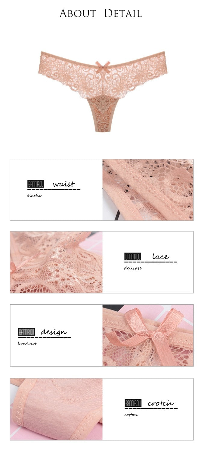 3 Piece Lace Sexy G-String Briefs Lingerie Low Waist Cotton T-back Female Underwear Panties The Clothing Company Sydney