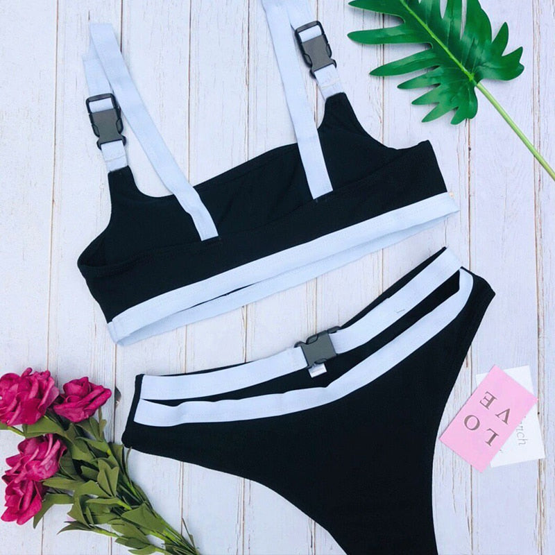 Bandeau push up buckle High waist Sports bathing suit Summer Brazilian micro bikini Thong G String Swimwear Swimsuit The Clothing Company Sydney