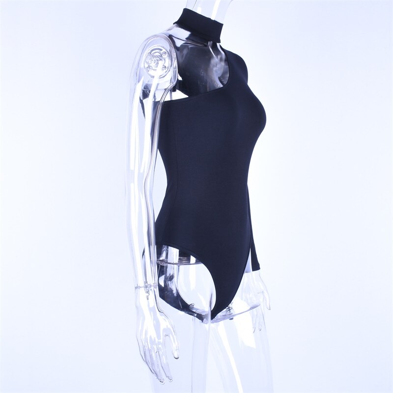 Cotton halter one shoulder Choker Long Sleeve bodysuit The Clothing Company Sydney