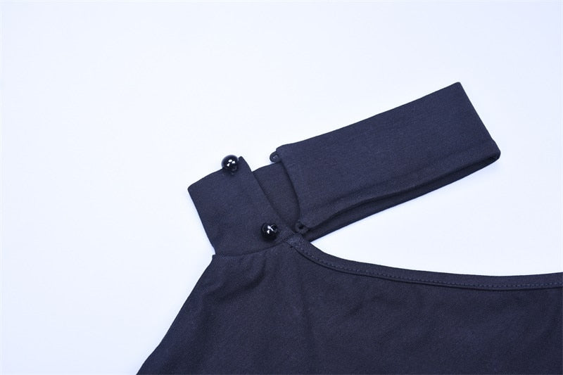 Cotton halter one shoulder Choker Long Sleeve bodysuit The Clothing Company Sydney