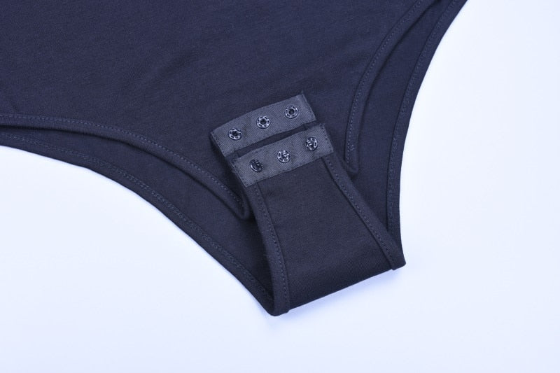 Cotton halter one shoulder Choker Long Sleeve bodysuit The Clothing Company Sydney