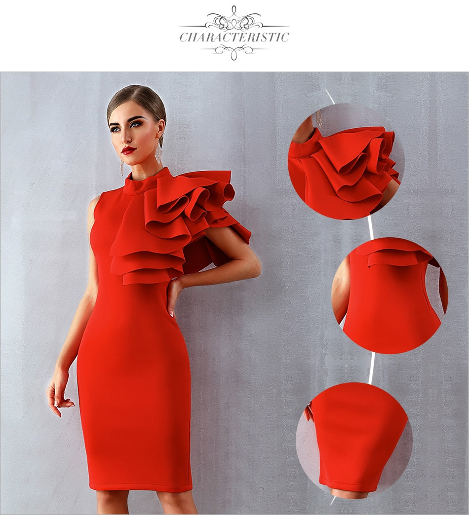 Sleeveless Ruffle Bodycon Midi Night Club Dress in 5 Colours The Clothing Company Sydney