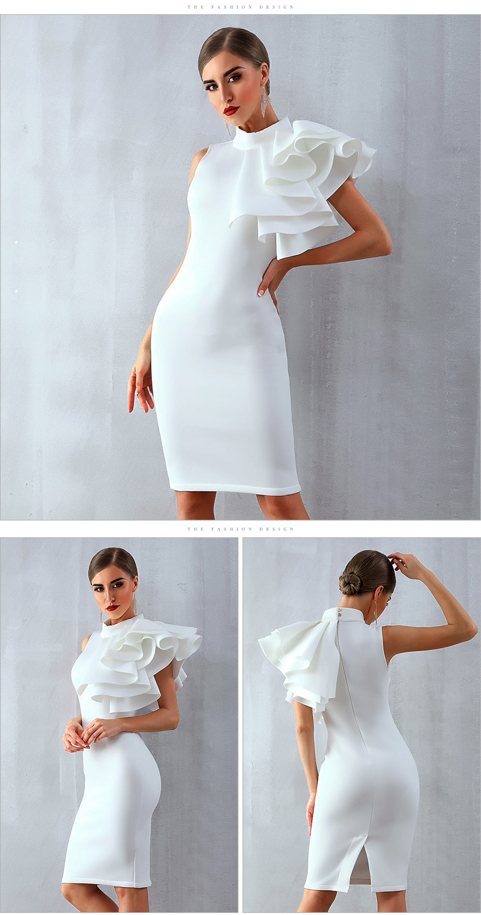 Sleeveless Ruffle Bodycon Midi Night Club Dress in 5 Colours The Clothing Company Sydney