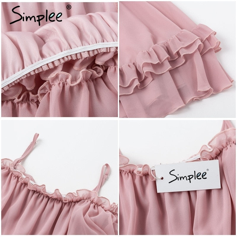 Elegant ruffle off shoulder Spaghetti strap chiffon summer dress The Clothing Company Sydney