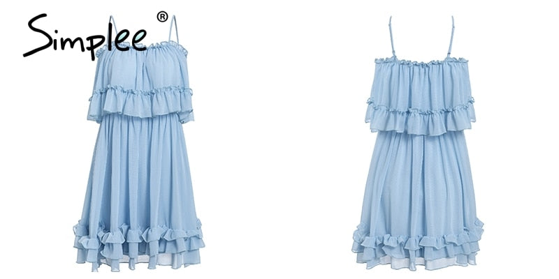 Elegant ruffle off shoulder Spaghetti strap chiffon summer dress The Clothing Company Sydney