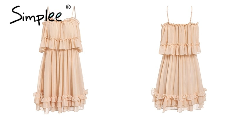 Elegant ruffle off shoulder Spaghetti strap chiffon summer dress The Clothing Company Sydney