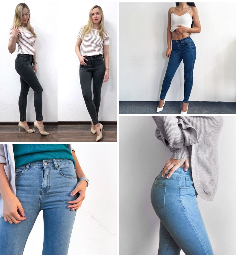 Vintage Fit High Waist  Elastic Denim Skinny Jeans Classic Pencil Pants The Clothing Company Sydney