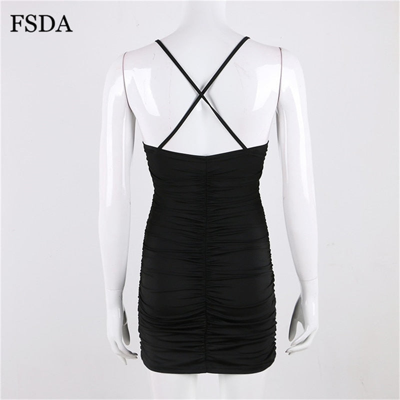 Deep V Neck Bodycon Backless Ruched Side Slit Back Cross Spaghetti Strap Summer Club Mini Party Dresses The Clothing Company Sydney