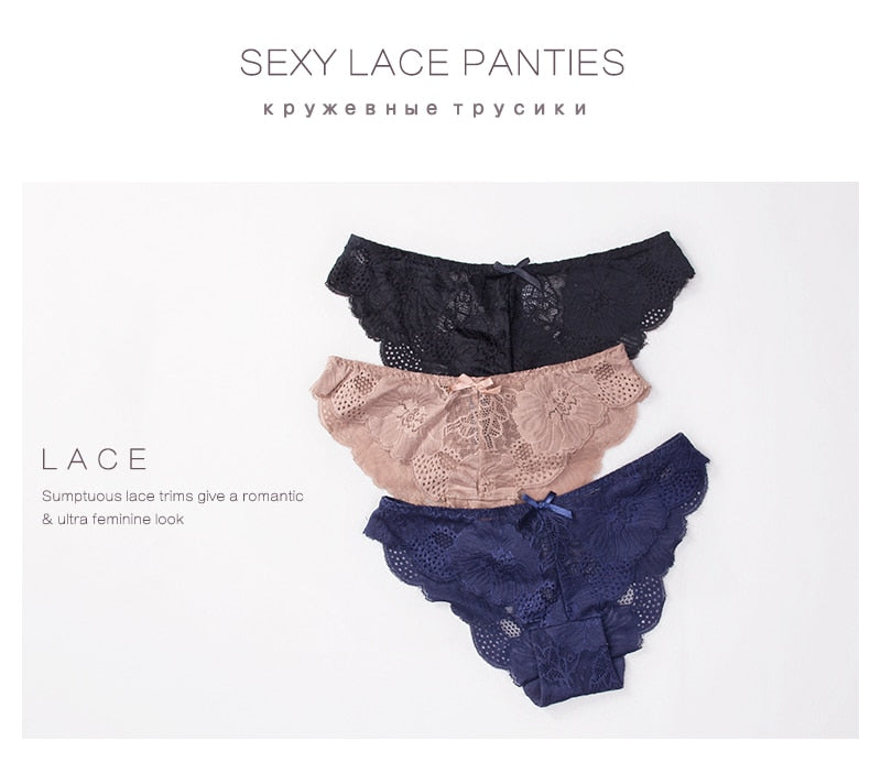 3 Pack Lace Panties Seamless Underwear Floral Cotton Mix Transparent Bikini Briefs The Clothing Company Sydney