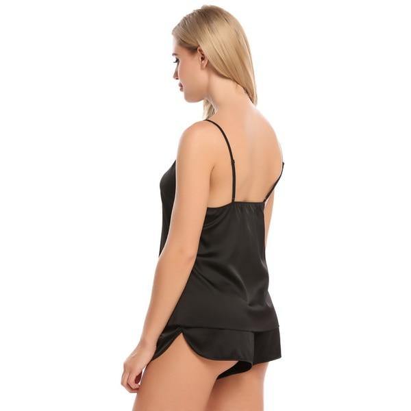 Summer Sleepwear Pyjamas Set Solid Adjustable Strap Cami Top Shorts Satin Loose Female Nightwear The Clothing Company Sydney