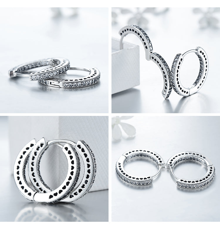 925 Sterling Silver Classic Full Hearts Hoop Earrings Luxury Cubic Zirconia Fashion Jewellery For Women Wedding Gift The Clothing Company Sydney