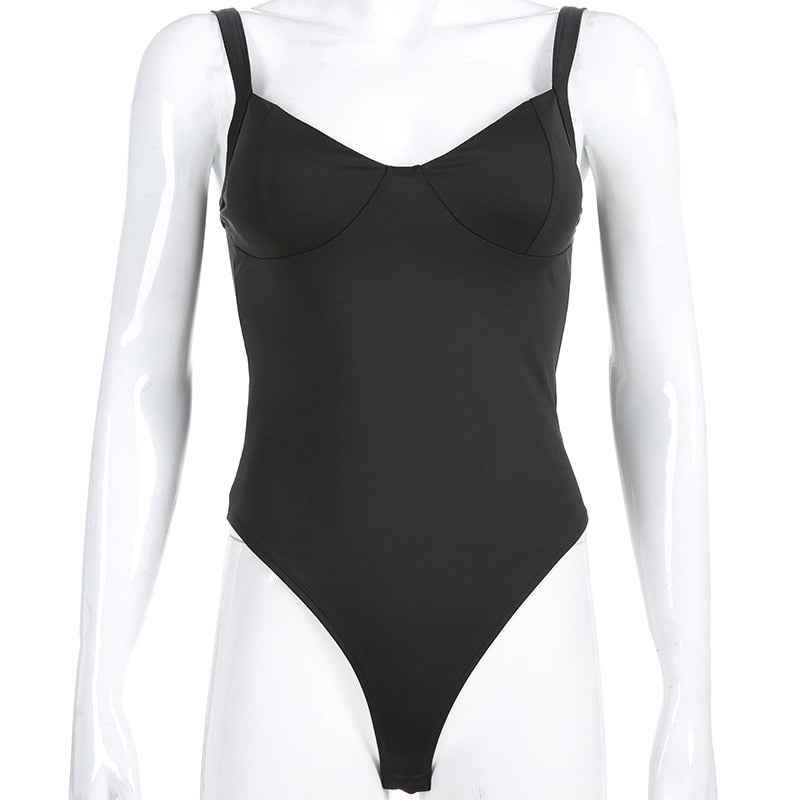 Deep V Neck Fashion Elegant Sexy Body Spaghetti Strap Bodycon Bodysuit The Clothing Company Sydney