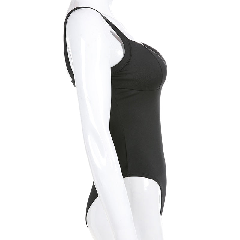 Deep V Neck Fashion Elegant Sexy Body Spaghetti Strap Bodycon Bodysuit The Clothing Company Sydney