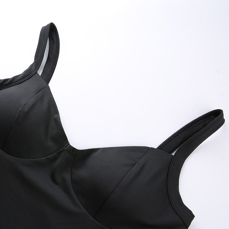 Deep V Neck Fashion Elegant Sexy Body Spaghetti Strap Bodycon Bodysuit The Clothing Company Sydney