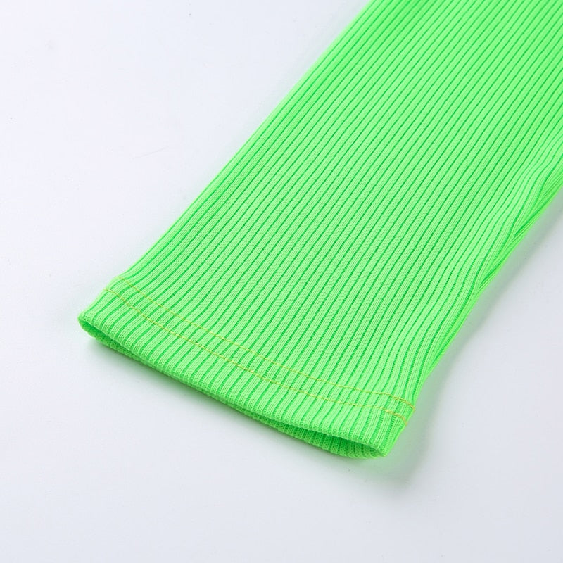 Autumn Winter turtleneck long sleeve neon green t-shirts knitted neon top tee shirt basic Top The Clothing Company Sydney