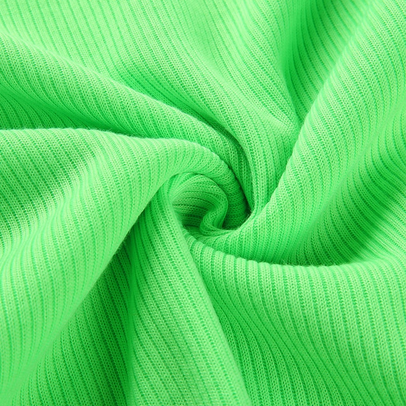 Autumn Winter turtleneck long sleeve neon green t-shirts knitted neon top tee shirt basic Top The Clothing Company Sydney