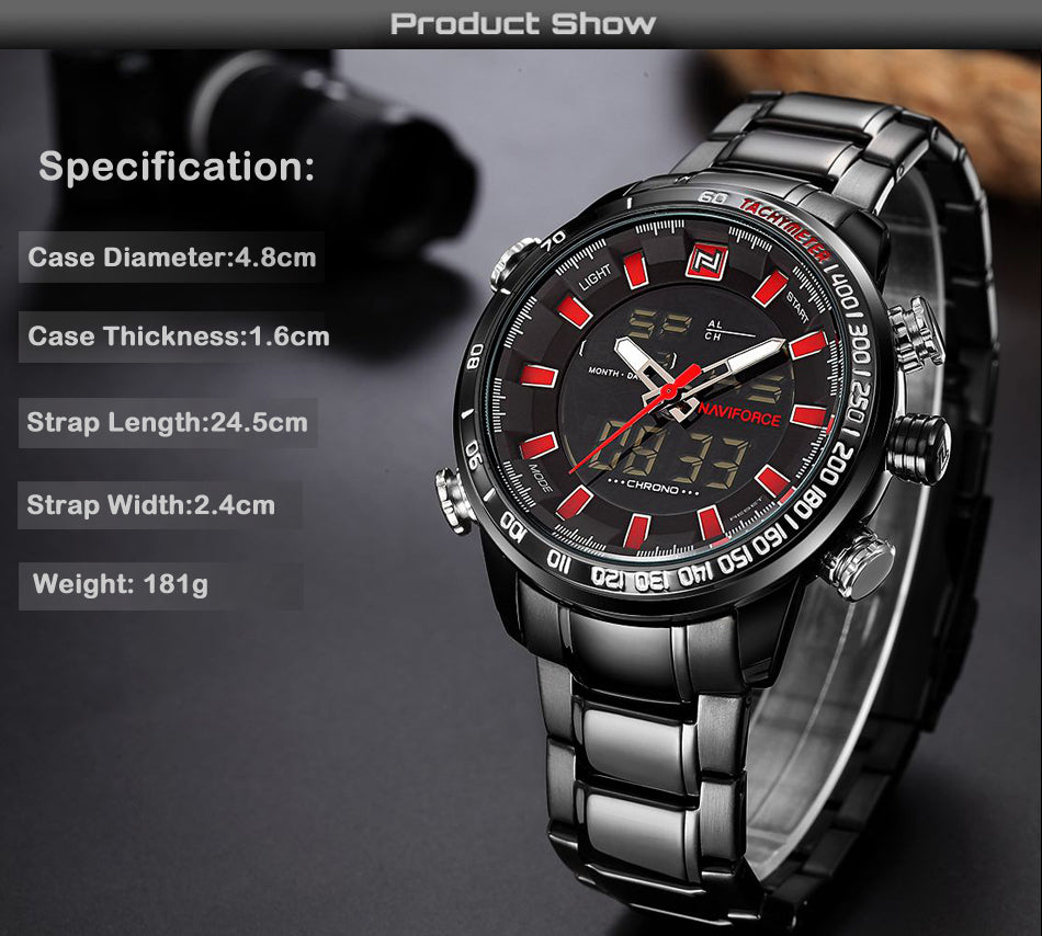 NAVIFORCE Mens Quartz Analog Watch Luxury Fashion Sport Wristwatch Waterproof Stainless Male Watches Clock Relogio Masculino The Clothing Company Sydney