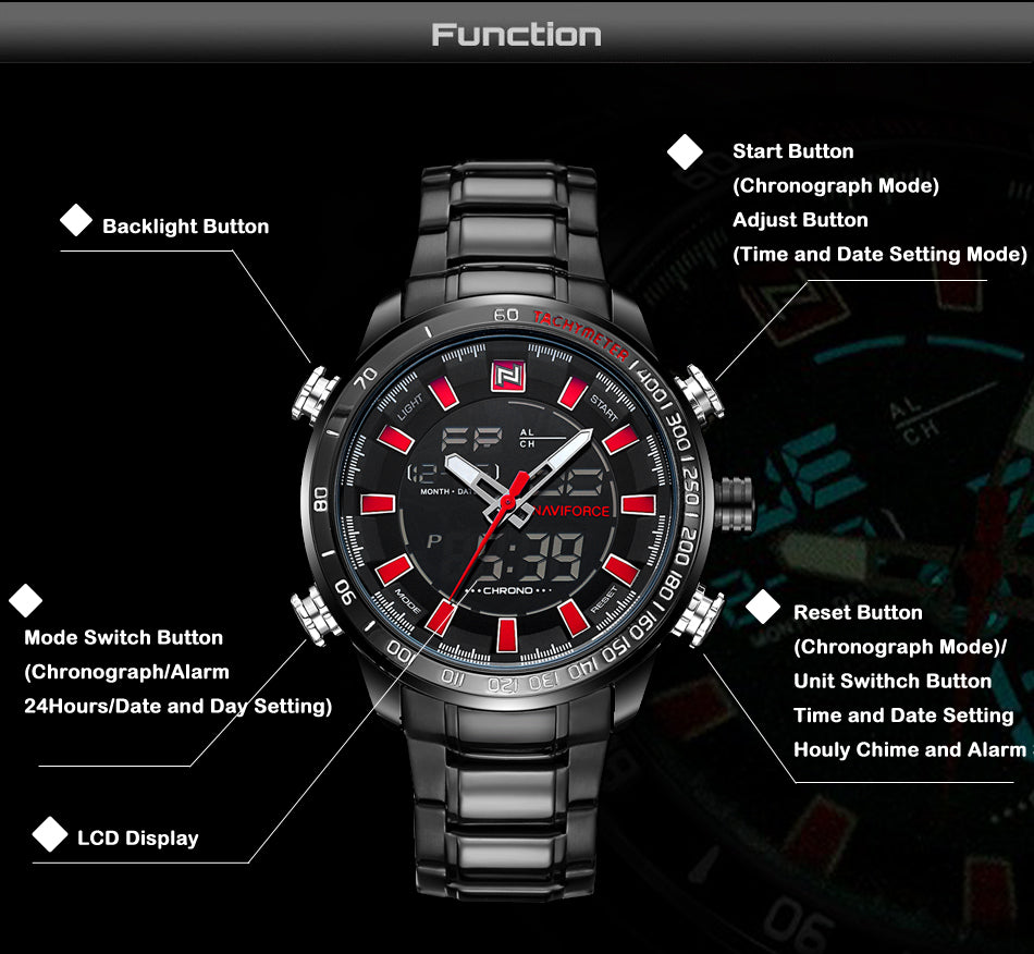 NAVIFORCE Mens Quartz Analog Watch Luxury Fashion Sport Wristwatch Waterproof Stainless Male Watches Clock Relogio Masculino The Clothing Company Sydney