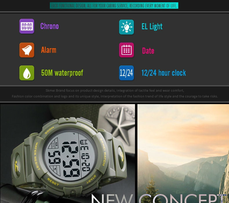 Men's Top Luxury Brand Sport Watch Electronic Digital 50M Waterproof Watches The Clothing Company Sydney