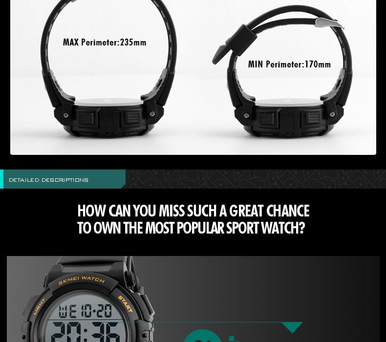 Men's Top Luxury Brand Sport Watch Electronic Digital 50M Waterproof Watches The Clothing Company Sydney
