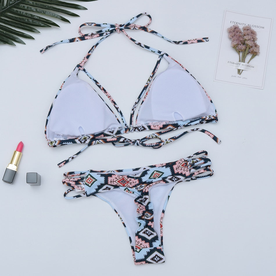 Bandage Push Up Swimwear Low Waist Swimsuit Brazilian Thong G String Bikini Set Bathing Suits Beachwear The Clothing Company Sydney