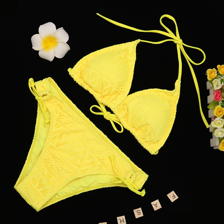 Brazilian Deep V Top Swimsuit Sexy Push Up Bandage Swimwear Bathing Suit Beachwear Bikini Set The Clothing Company Sydney