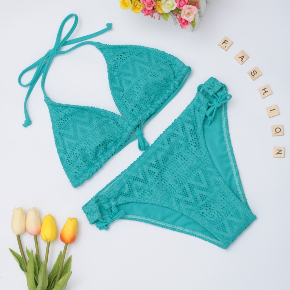 Brazilian Deep V Top Swimsuit Sexy Push Up Bandage Swimwear Bathing Suit Beachwear Bikini Set The Clothing Company Sydney