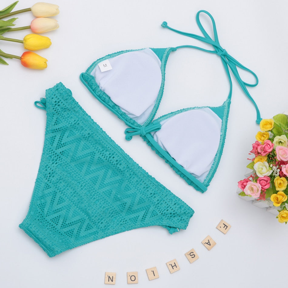 Brazilian Deep V Top Swimsuit Sexy Push Up Bandage Swimwear Bathing Suit Beachwear Bikini Set The Clothing Company Sydney