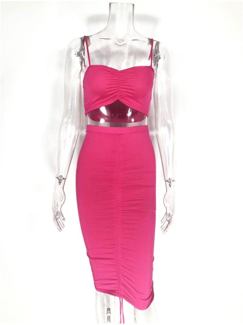 2 Piece Set Women Green Summer Outfits Ruched Tight Sexy Two Piece Set Crop Top And Skirt Set Club Wear Matching Sets The Clothing Company Sydney