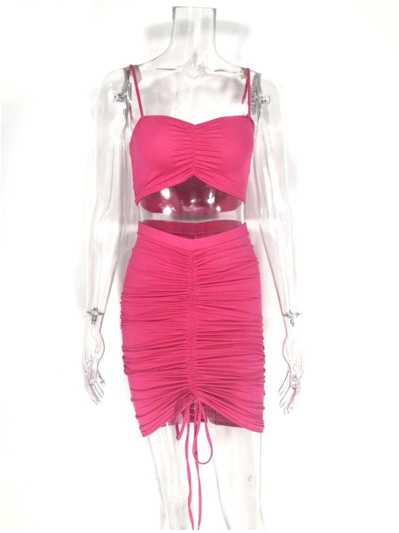 2 Piece Set Women Green Summer Outfits Ruched Tight Sexy Two Piece Set Crop Top And Skirt Set Club Wear Matching Sets The Clothing Company Sydney