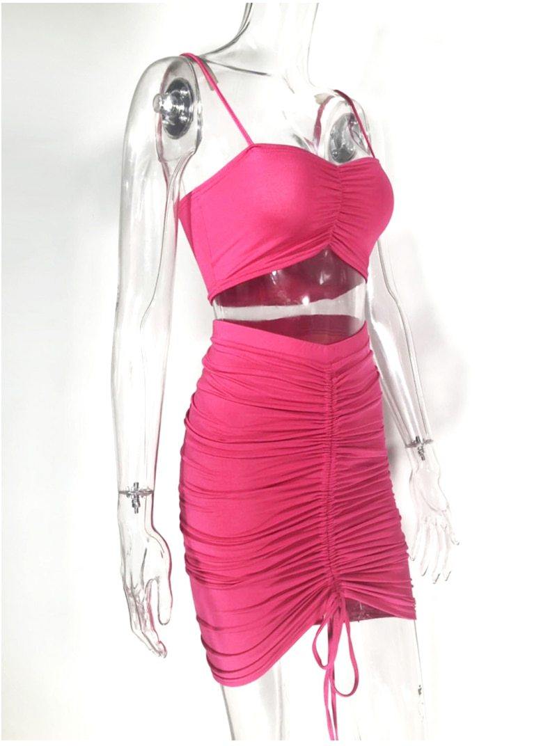 2 Piece Set Women Green Summer Outfits Ruched Tight Sexy Two Piece Set Crop Top And Skirt Set Club Wear Matching Sets The Clothing Company Sydney