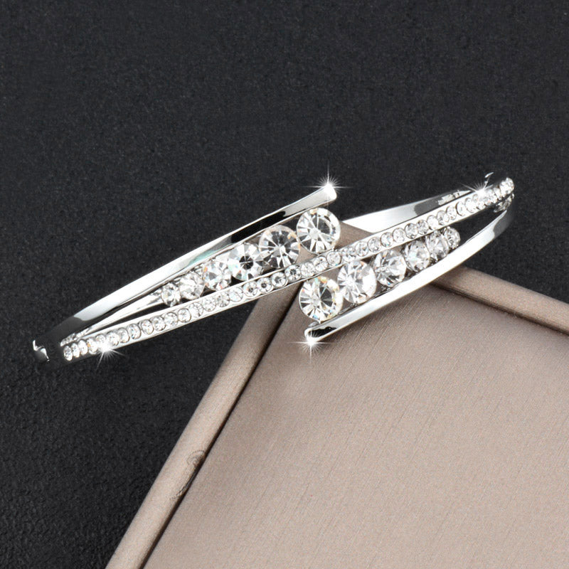 Dazzling Cubic Zirconia Hollow Bangle Cuff Luxury Crystal Bracelet The Clothing Company Sydney