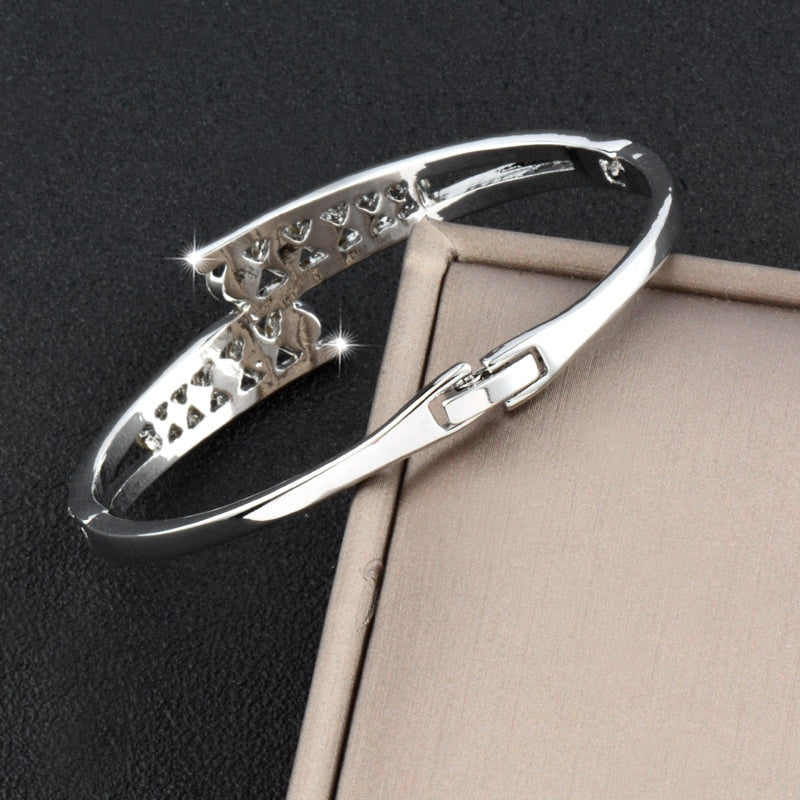 Dazzling Cubic Zirconia Hollow Bangle Cuff Luxury Crystal Bracelet The Clothing Company Sydney