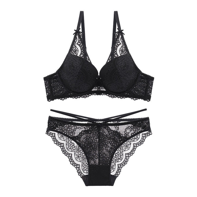 2 Piece push up lace bras underwire underwear bow breathable panties The Clothing Company Sydney