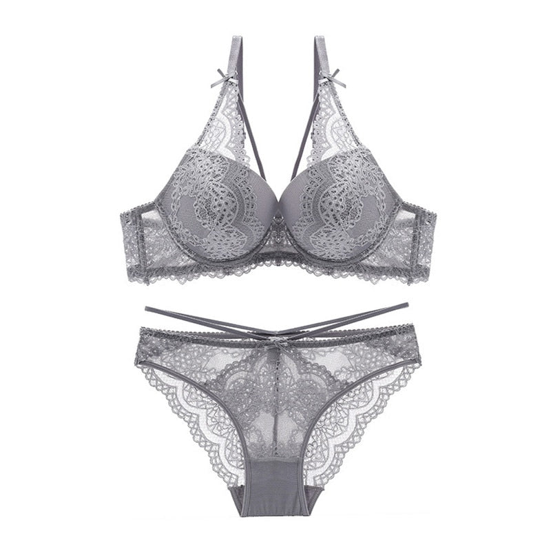 2 Piece push up lace bras underwire underwear bow breathable panties The Clothing Company Sydney