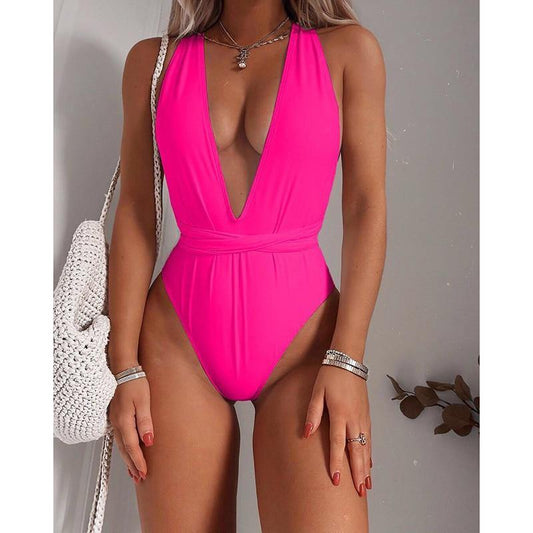 Deep V Swimsuit One Piece Swimwear Bandage White Swimsuit Beach Wear Bathing Suit Monokini The Clothing Company Sydney