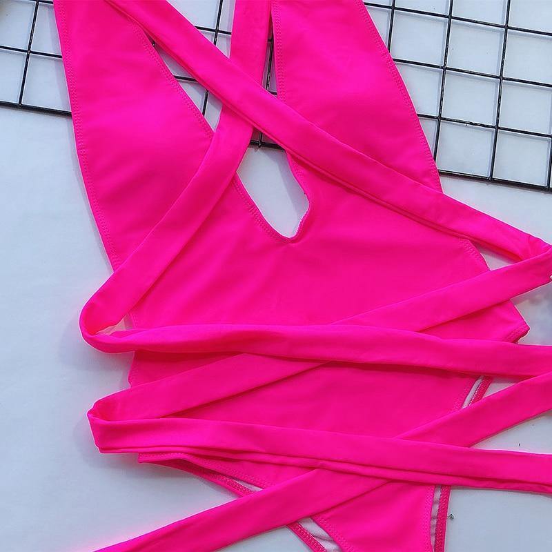 Deep V Swimsuit One Piece Swimwear Bandage White Swimsuit Beach Wear Bathing Suit Monokini The Clothing Company Sydney