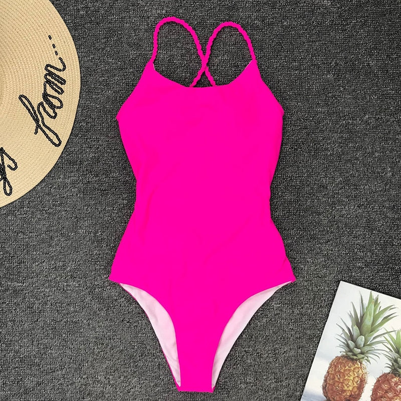 One Piece Swimsuit Solid Swimwear Women Bandage Monokini Swimsuit Backless Bathing Suit Beachwear The Clothing Company Sydney