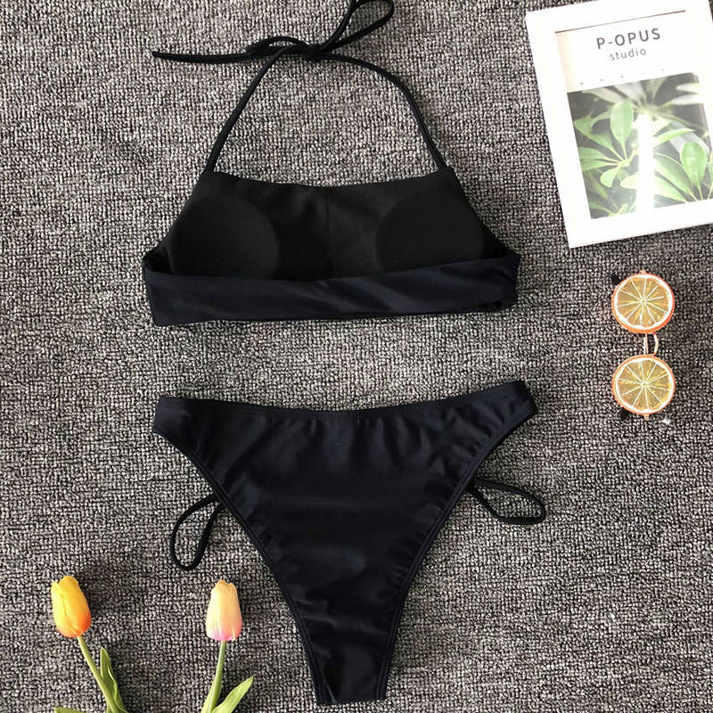 Bandeau High Waist Bikini Swimsuits Solid Swimwear White Brazilian Bathing Suit The Clothing Company Sydney